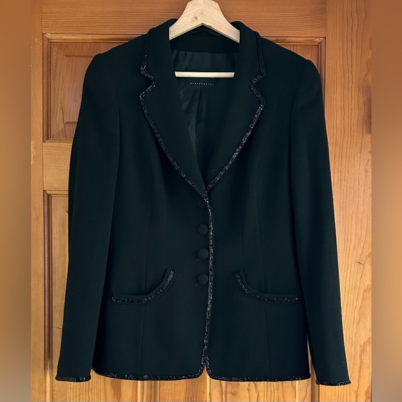 Rena Lange Vintage Black Sequined Jacket Blazer
